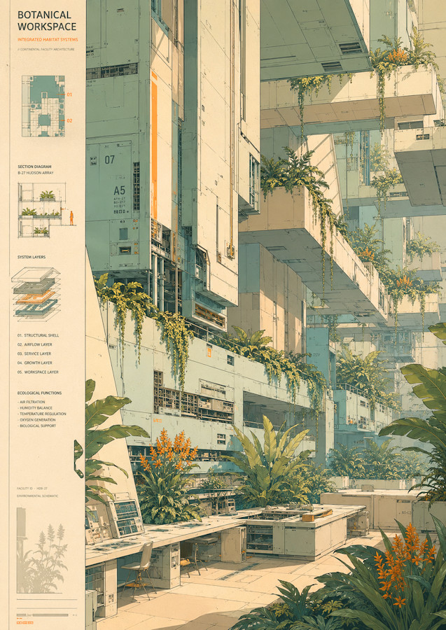 Botanical Workspace — plano técnico
